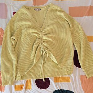 Deep V knitted adjustable sweater